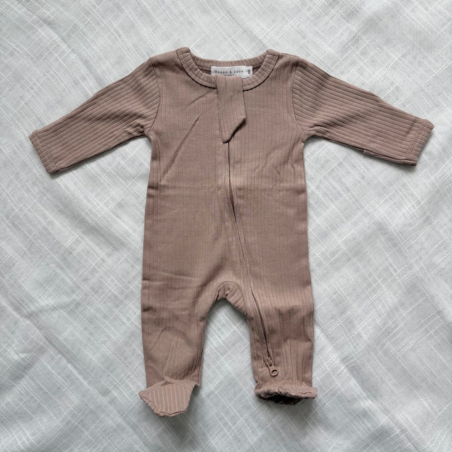 Organic Cotton Ribbed Zip Sleepsuits