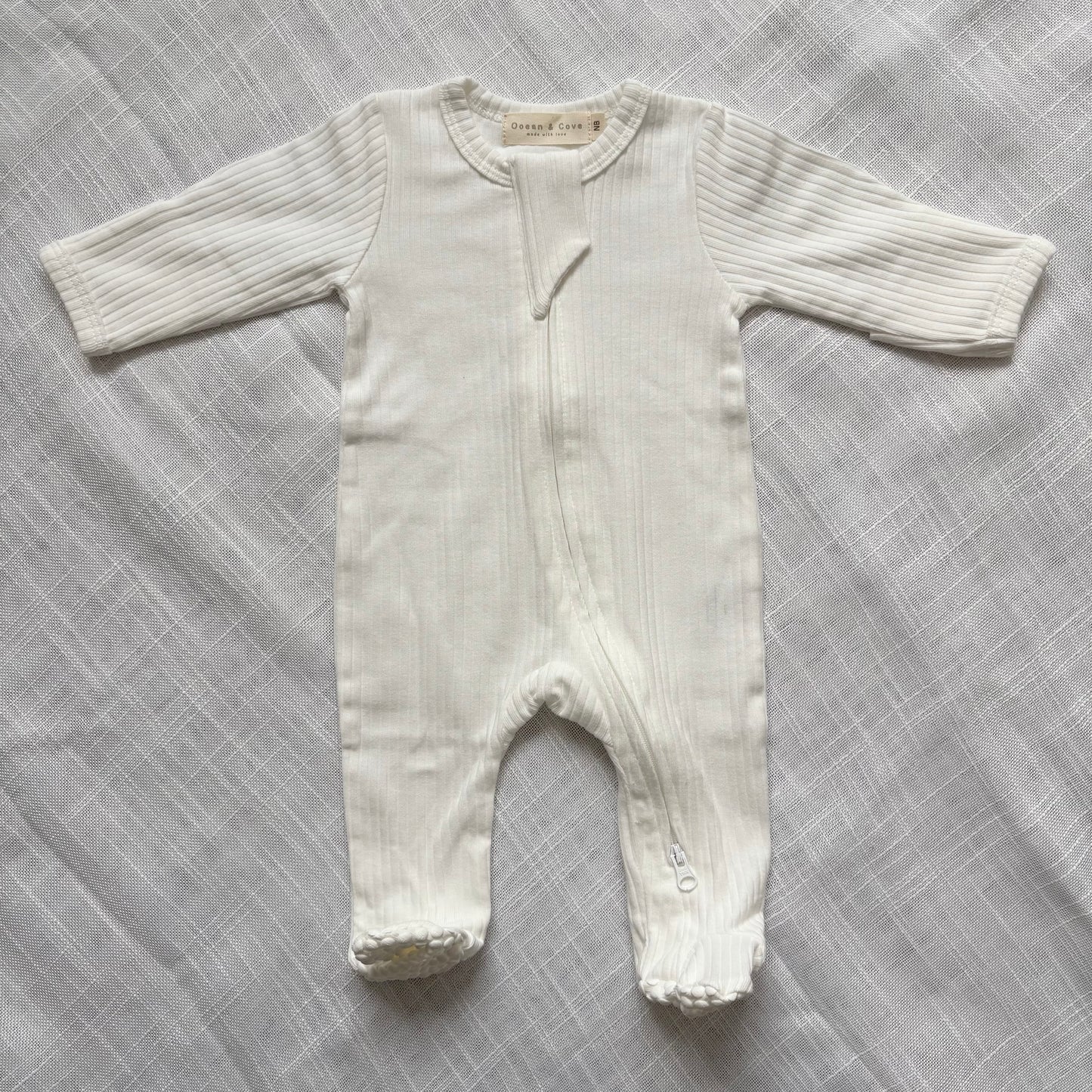 Organic Cotton Ribbed Zip Sleepsuits