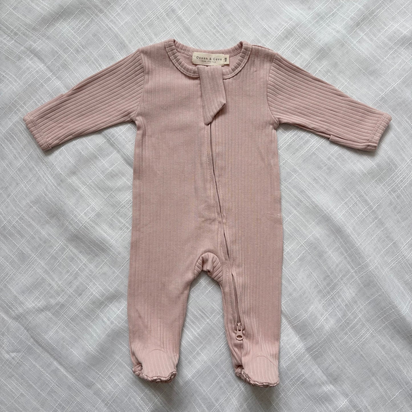 Organic Cotton Ribbed Zip Sleepsuits