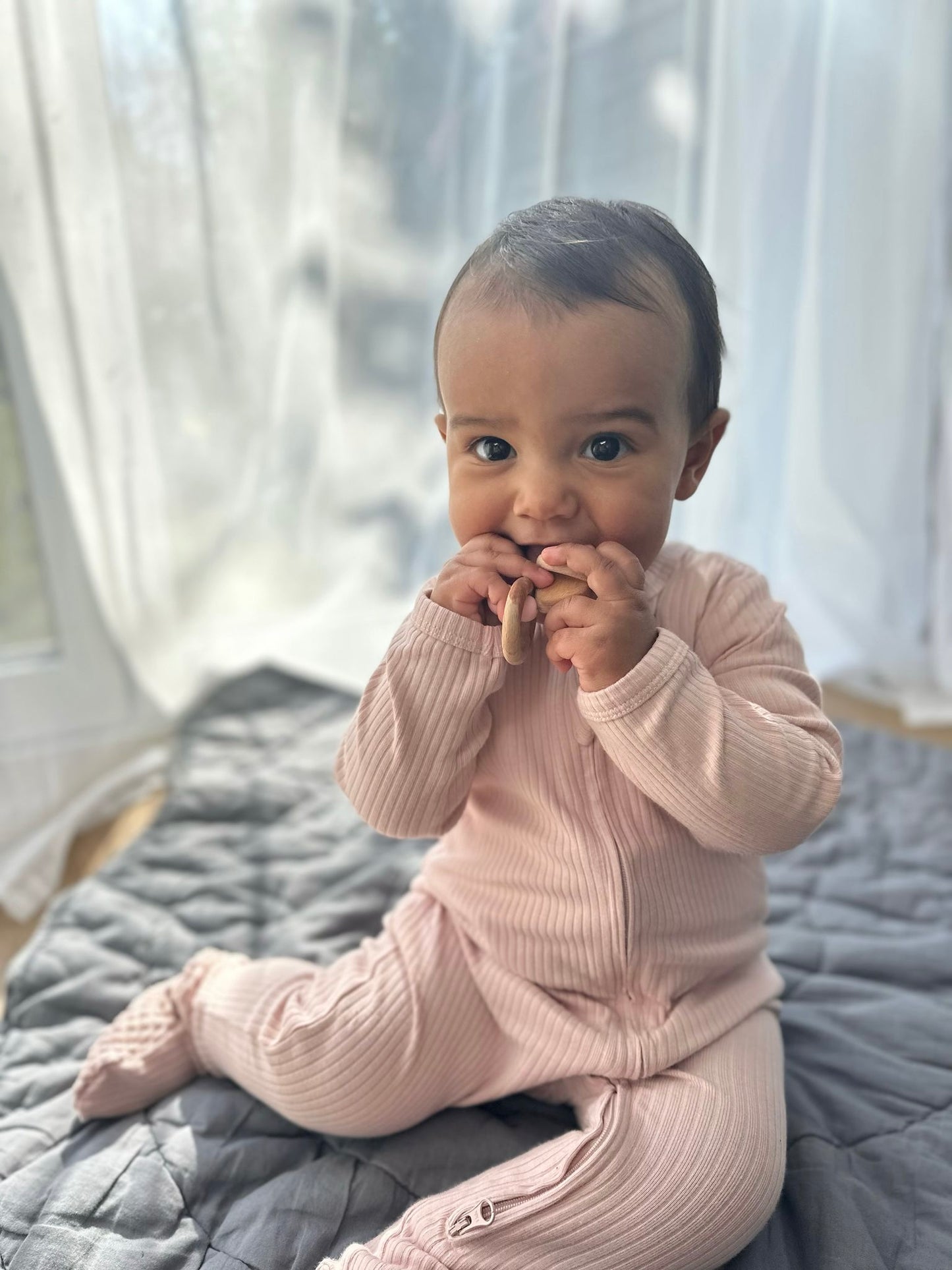 Baby Sleepsuit Organic Cotton Ribbed 2-Way Zip Baby Pink