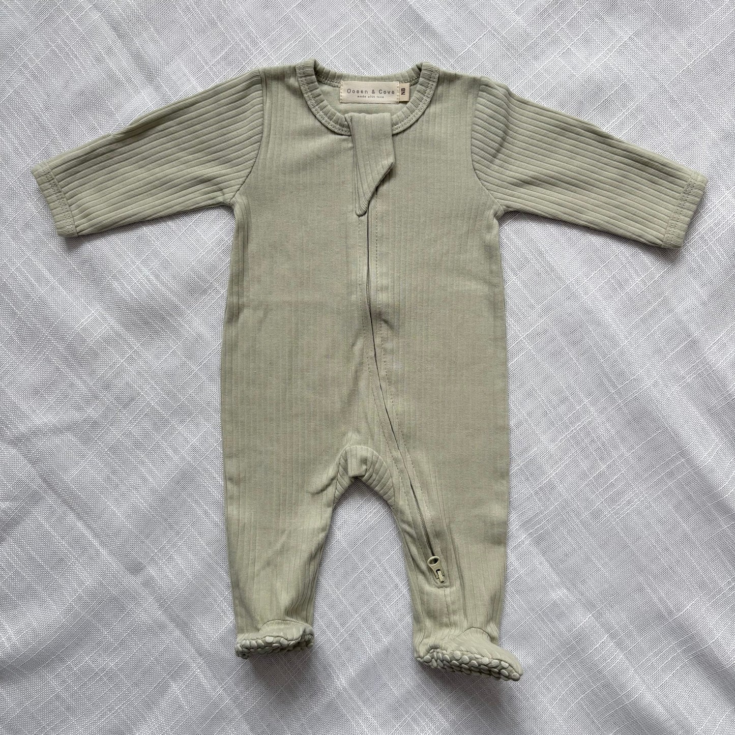 Organic Cotton Ribbed Zip Sleepsuits