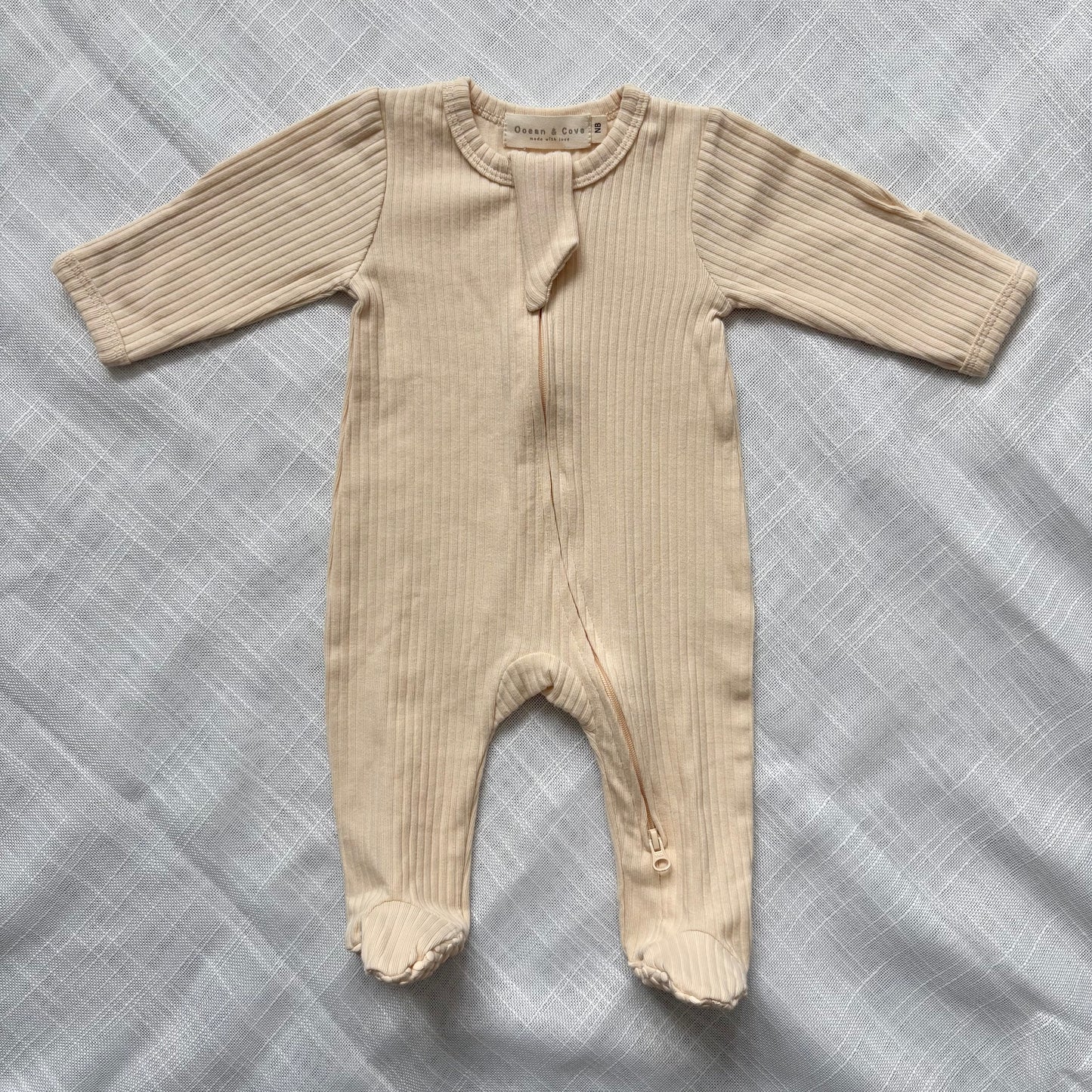 Organic Cotton Ribbed Zip Sleepsuits