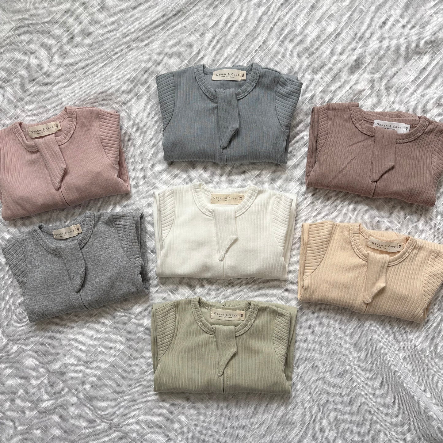 Organic Cotton Ribbed Zip Sleepsuits
