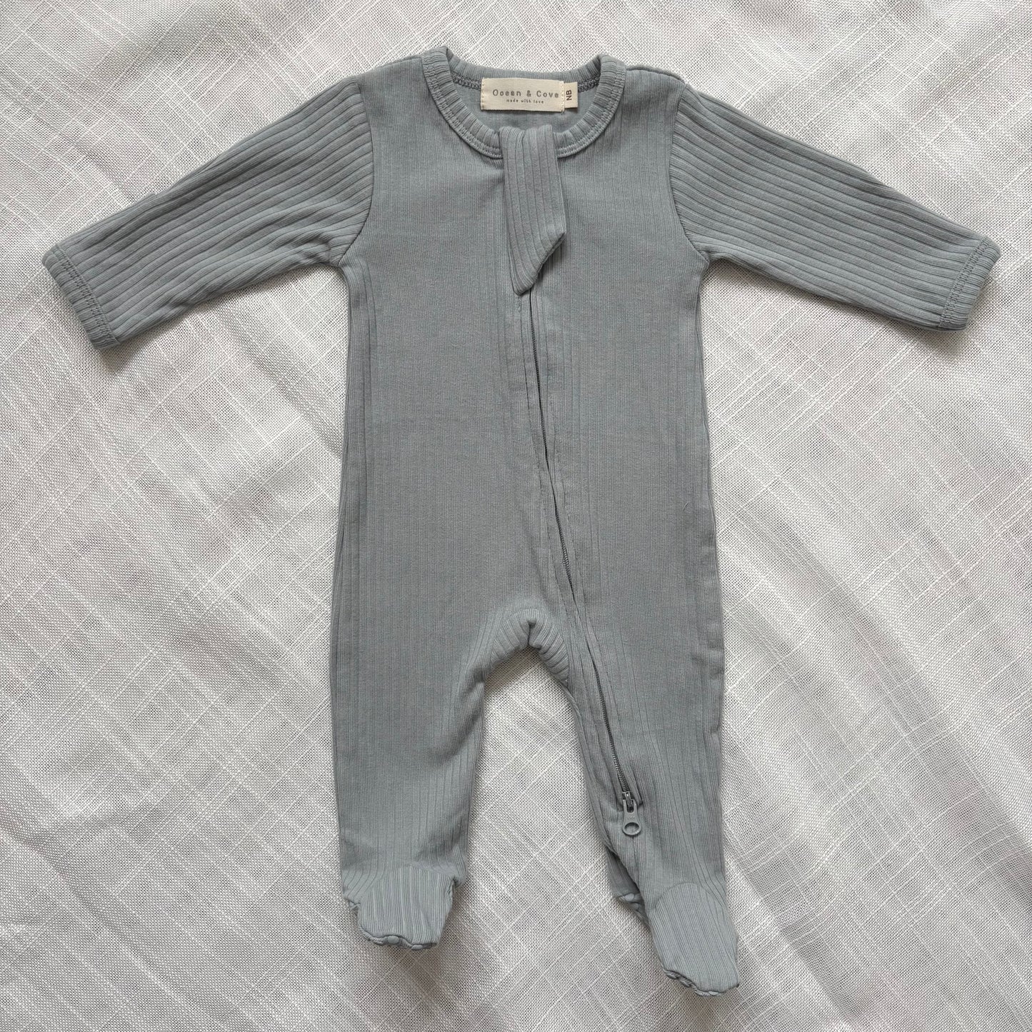 Organic Cotton Ribbed Zip Sleepsuits