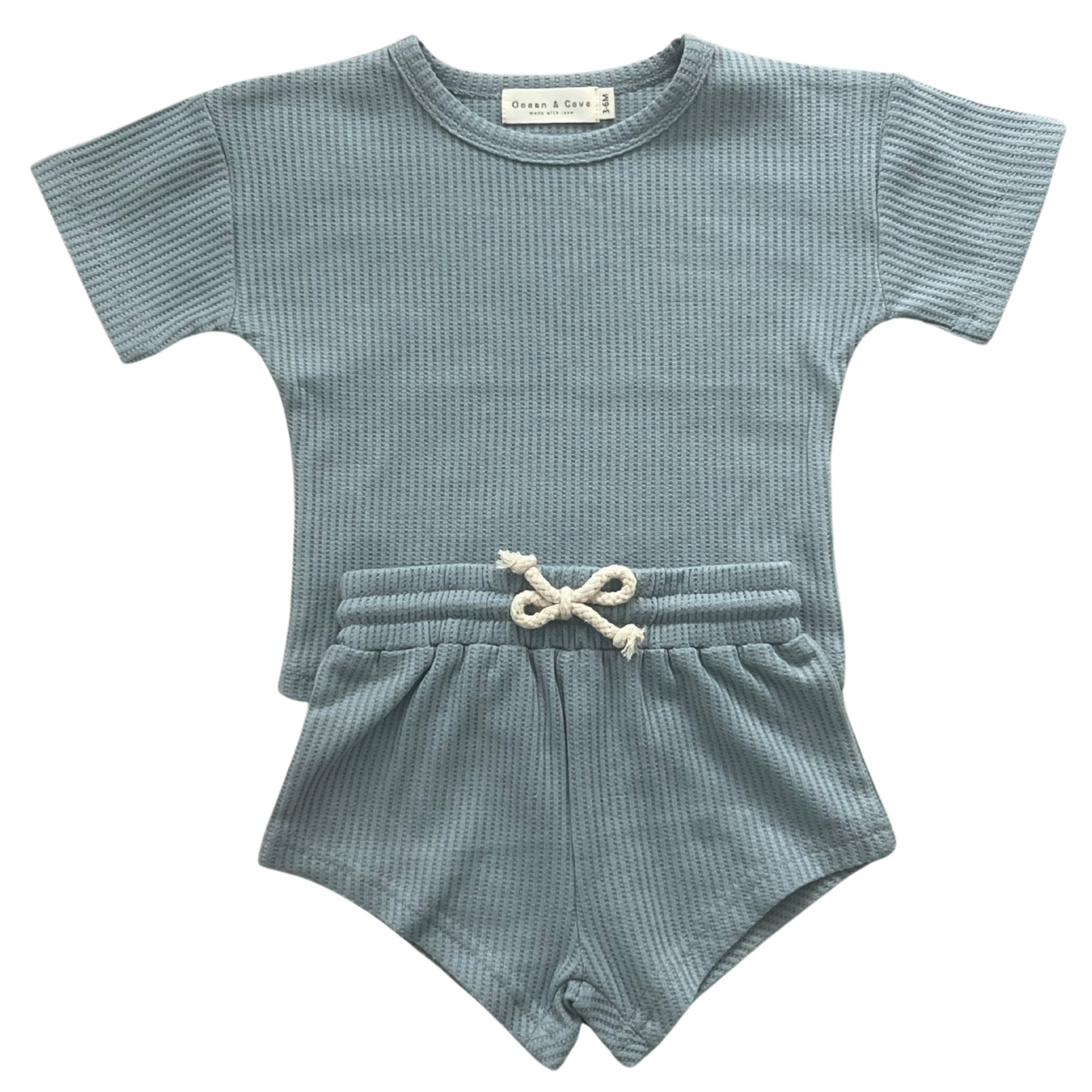 Waffle Top and Shorts Set Blue 3-6 Months