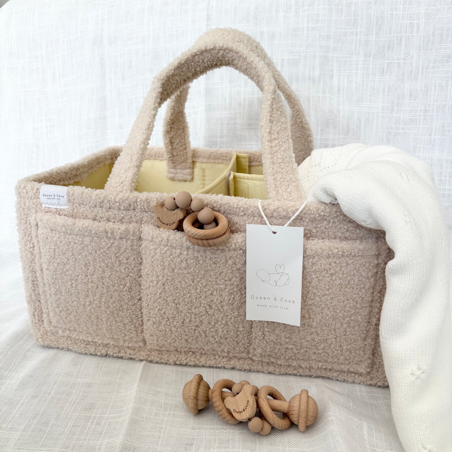 Baby Nappy Caddy Organiser Teddy Fabric