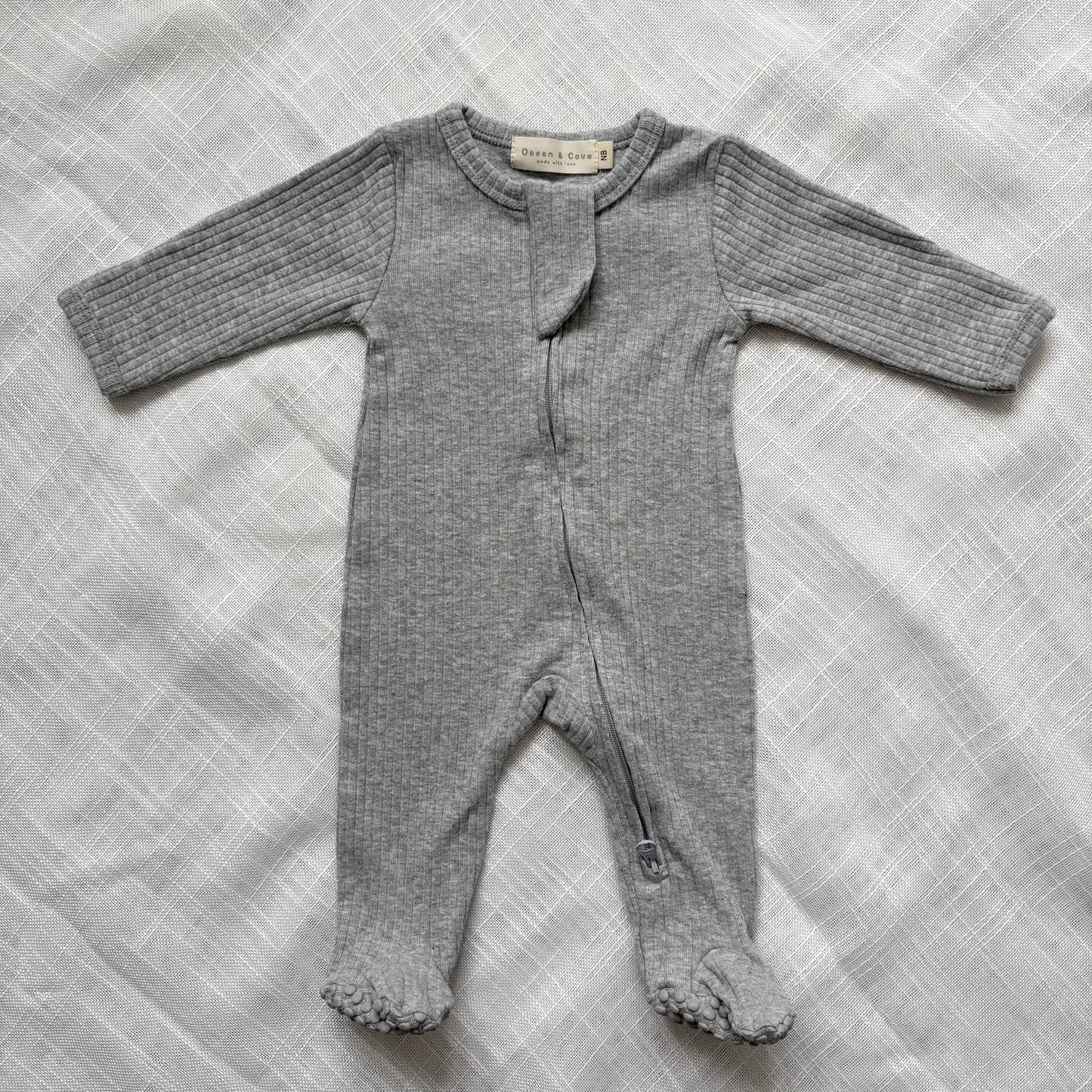 Organic Cotton Ribbed Zip Sleepsuits