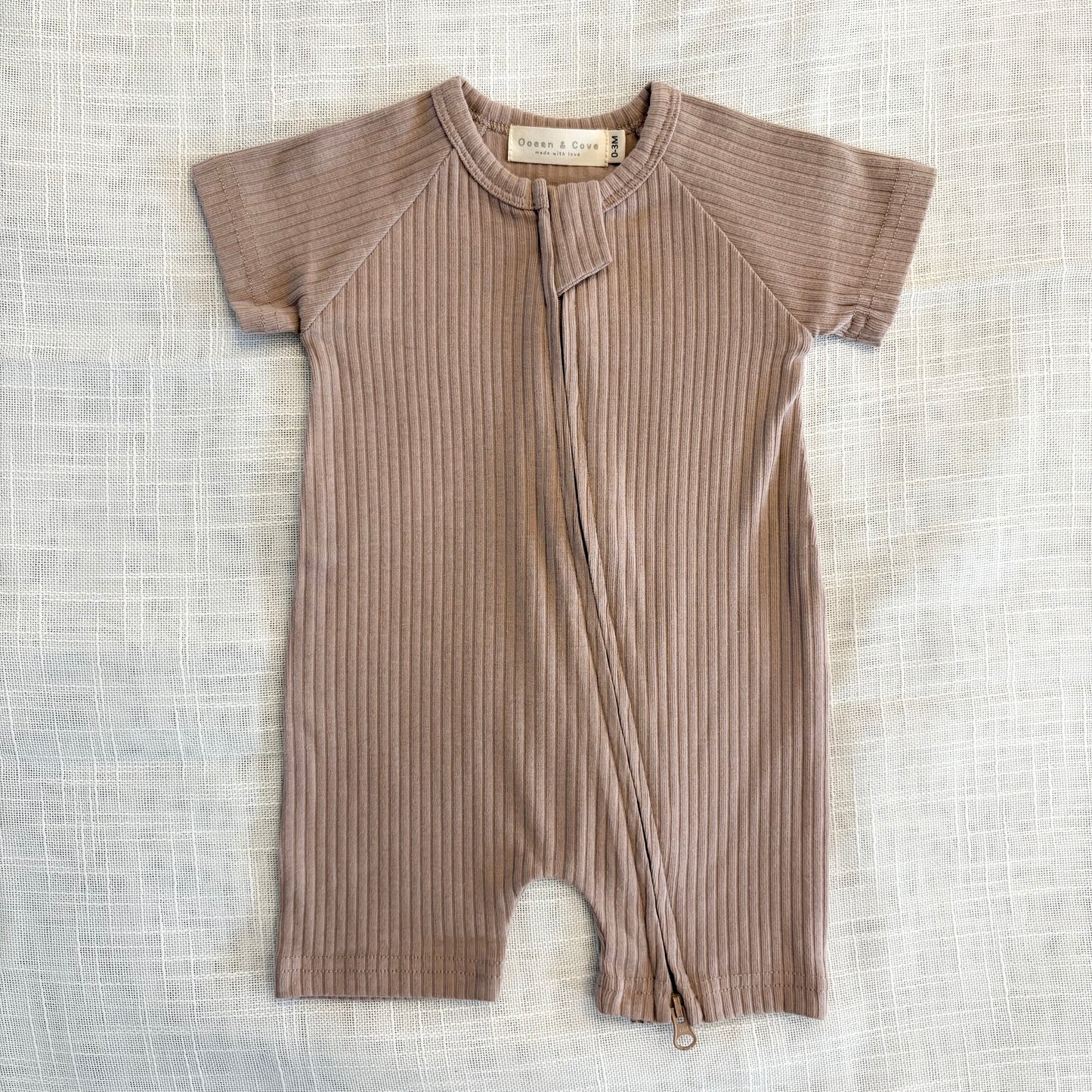 Organic Cotton Ribbed Zip Rompers