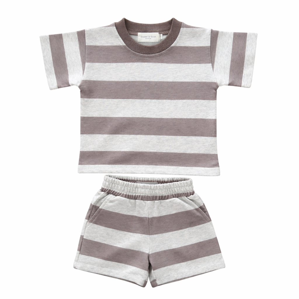Stripe T Shirt and Shorts Set
