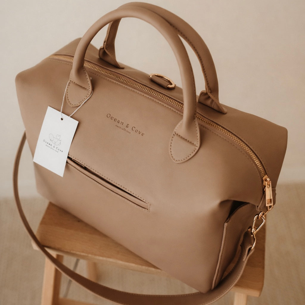 Vegan Leather Midi Baby Nappy Changing Bag