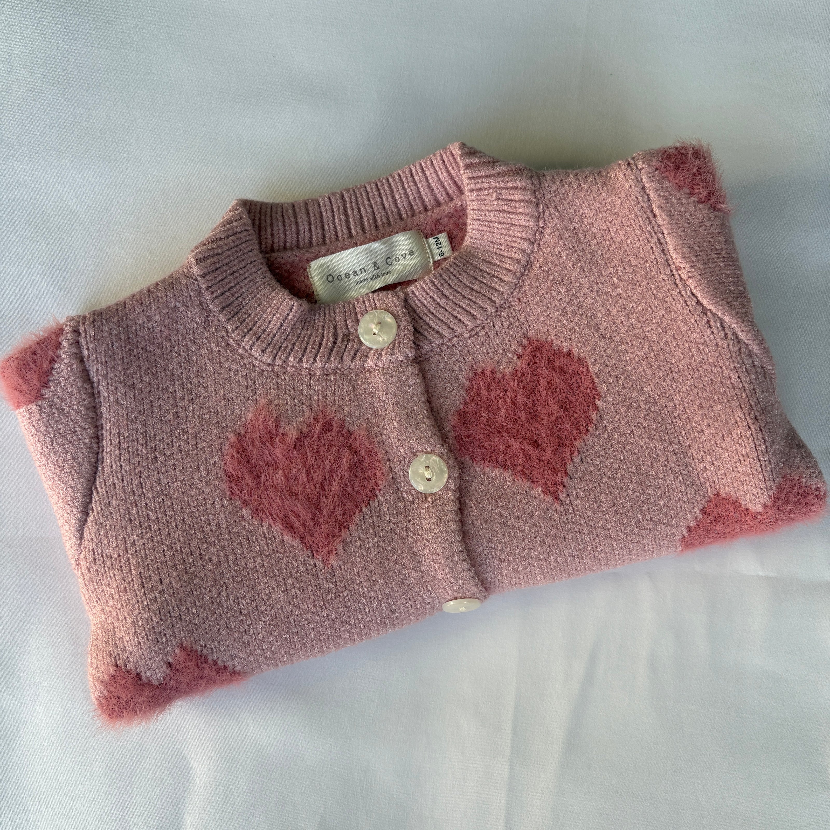 Heart Fluffy Pink Cardigan