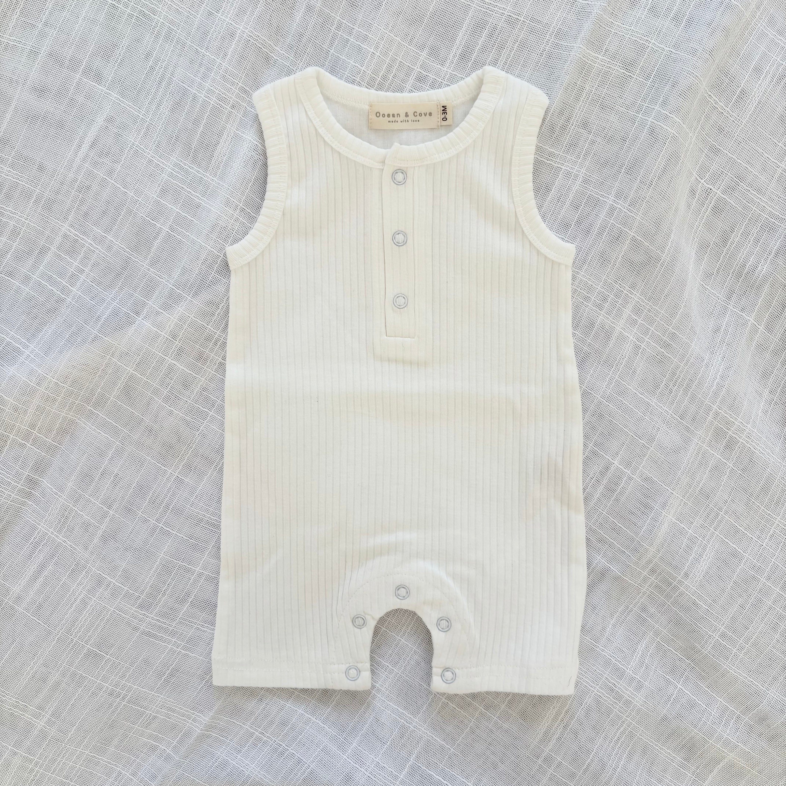 Organic Cotton Sleeveless Ribbed Rompers