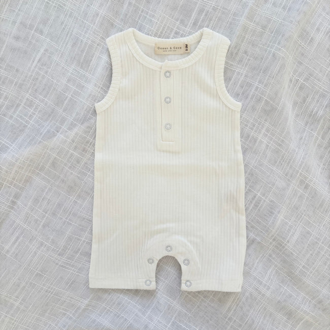Organic Cotton Sleeveless Ribbed Rompers