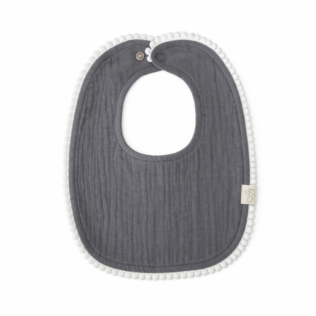 Organic Cotton Baby Dribble Bib White Trim
