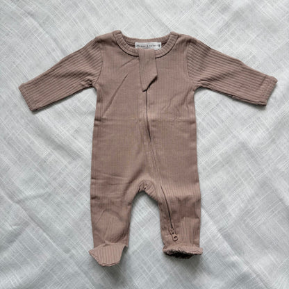 Organic Cotton Ribbed Zip Sleepsuits