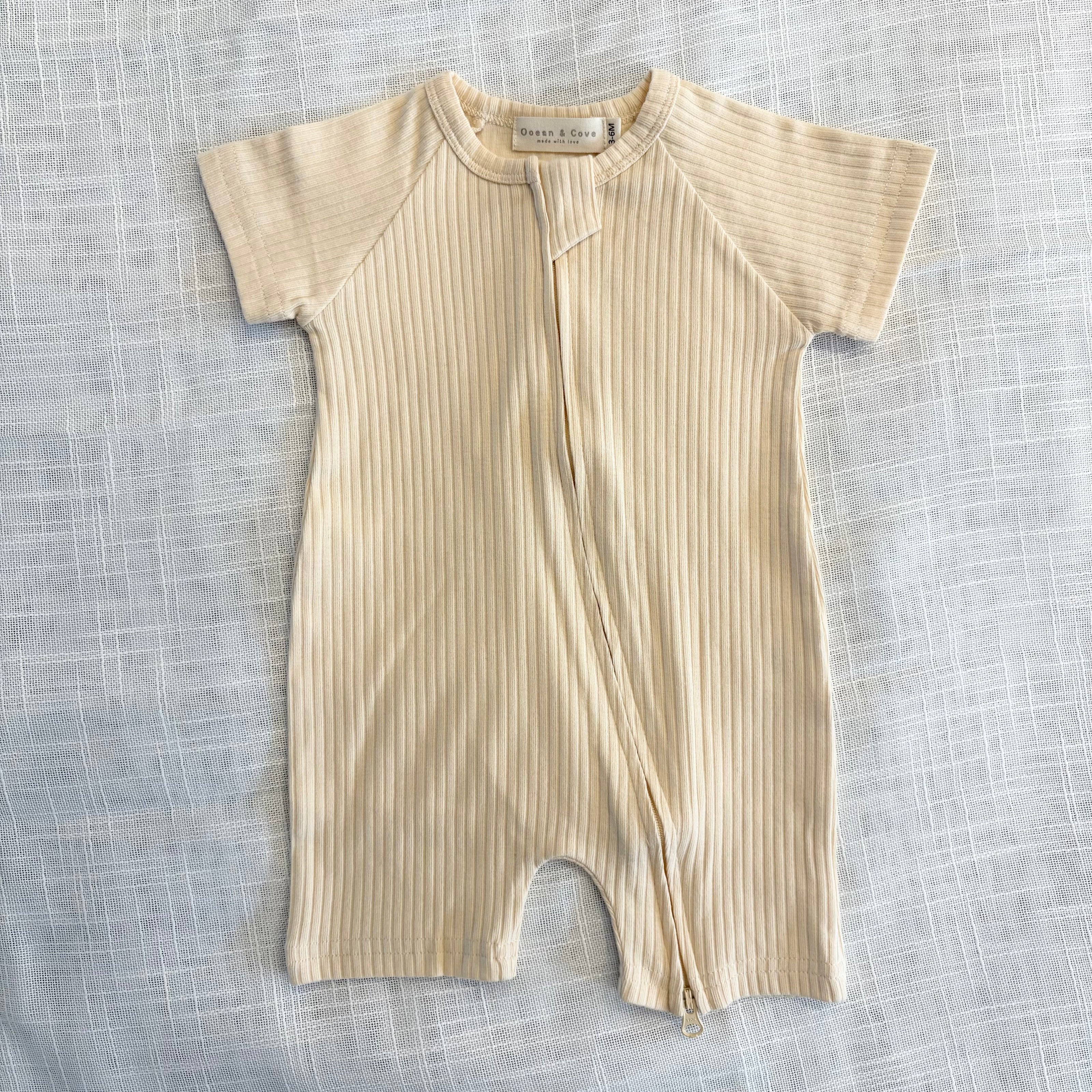 Organic Cotton Ribbed Zip Rompers