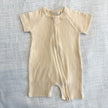 Organic Cotton Ribbed Zip Rompers