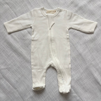 Organic Cotton Ribbed Zip Sleepsuits