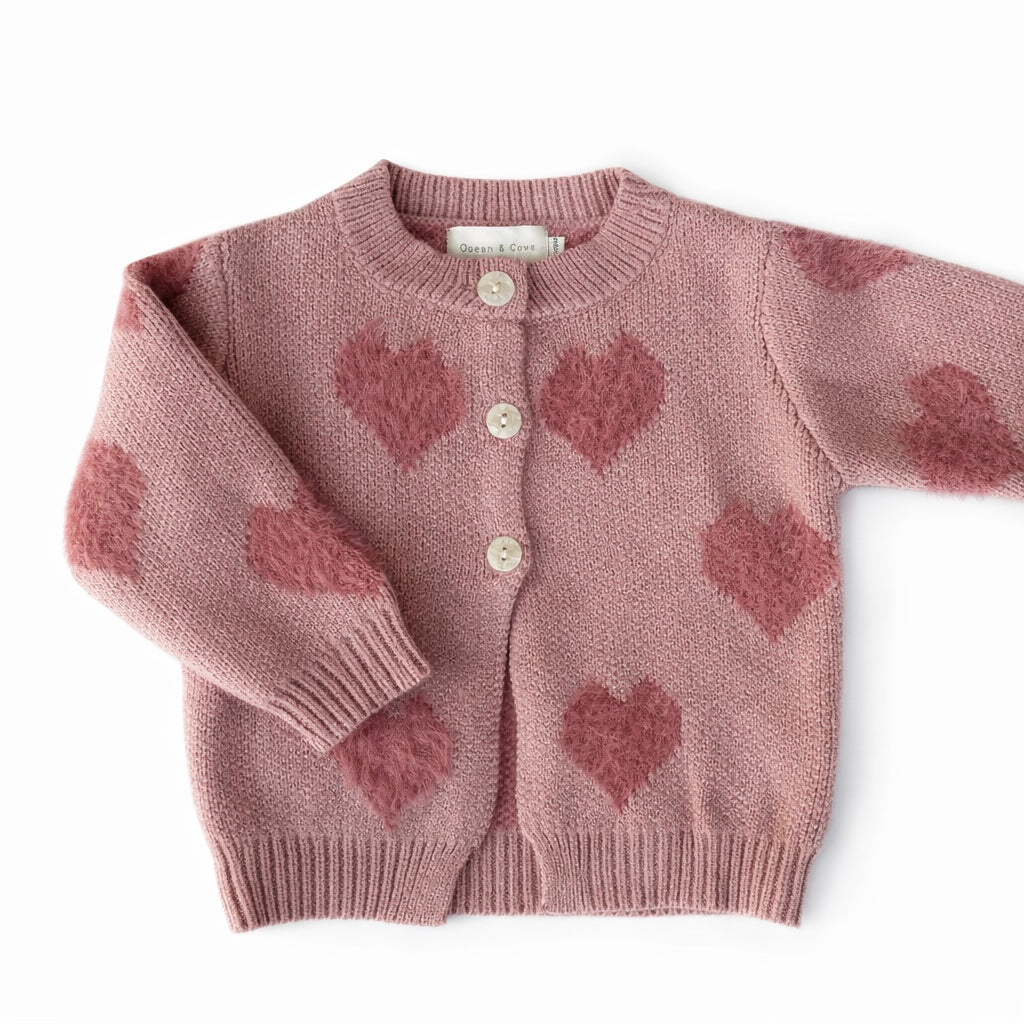 Heart Fluffy Pink Cardigan