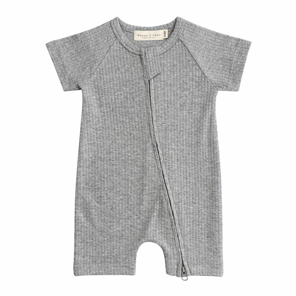 Organic Cotton Ribbed Zip Rompers