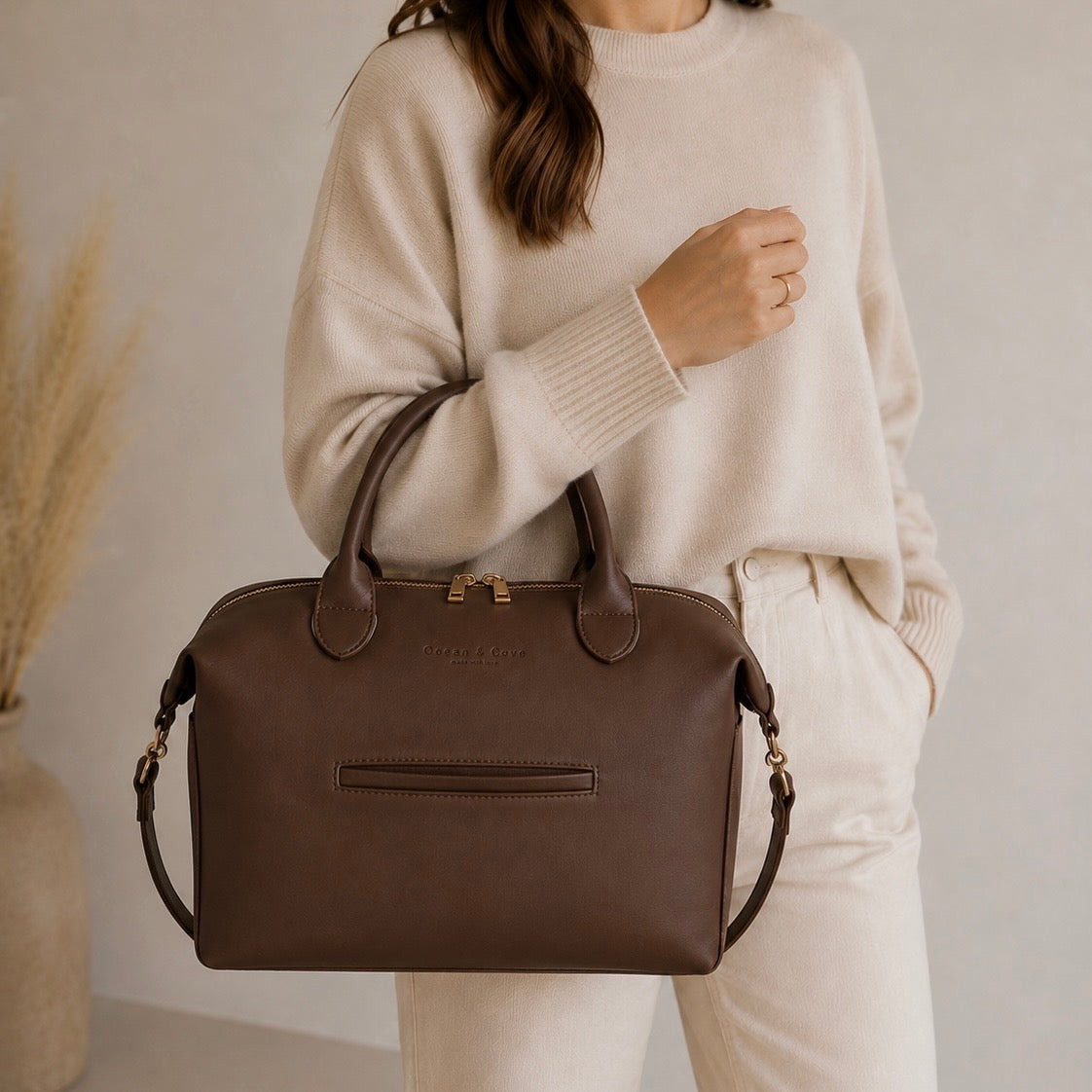 Smooth Vegan Leather Midi Baby Nappy Changing Bag