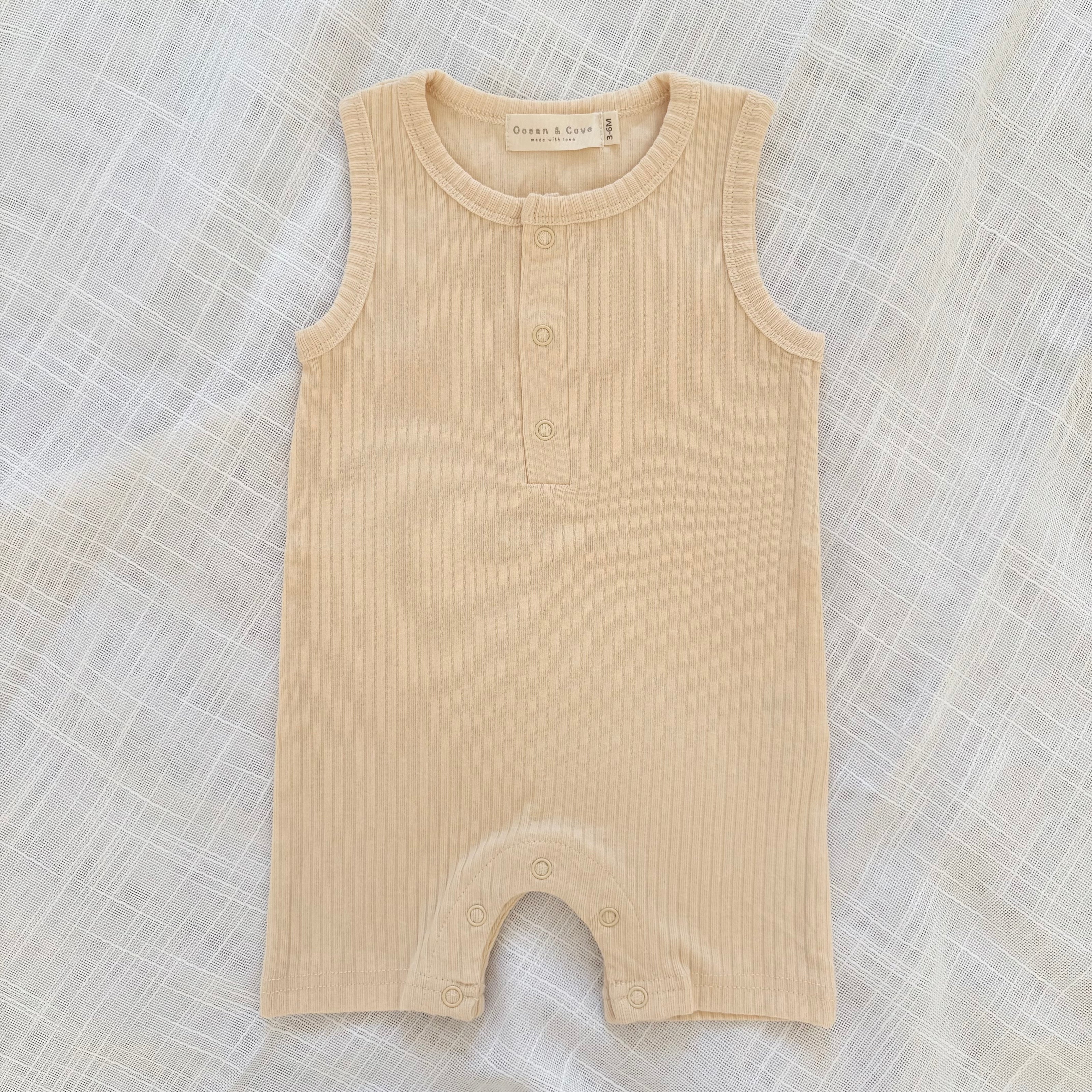 Organic Cotton Sleeveless Ribbed Rompers