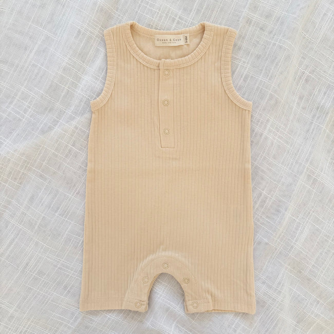 Organic Cotton Sleeveless Ribbed Rompers