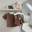 baby waffle outfit in organic cotton with top and shorts set
