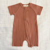 Organic Cotton Ribbed Zip Rompers
