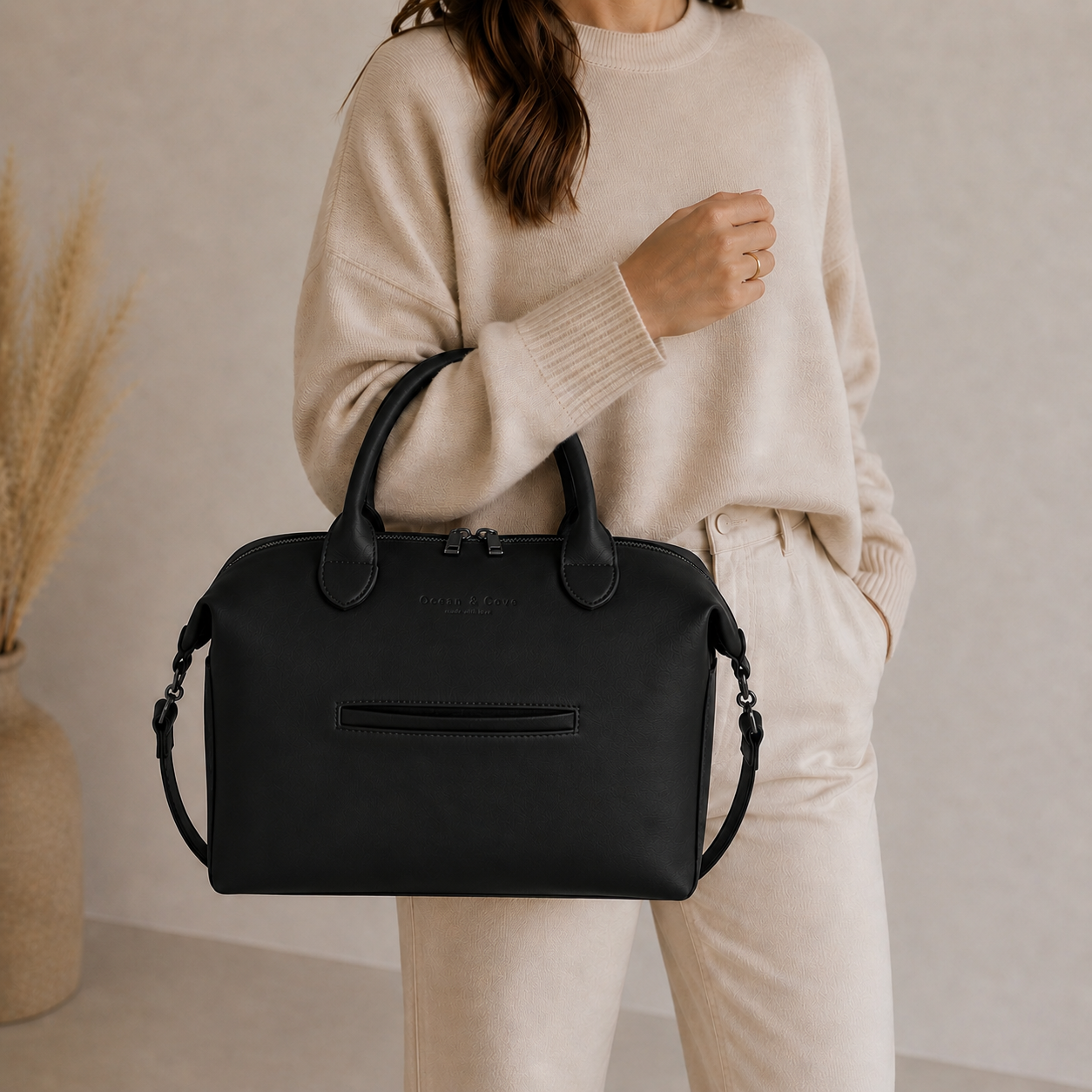 Smooth Vegan Leather Midi Baby Nappy Changing Bag