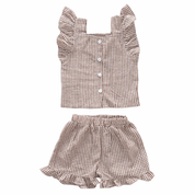 Ruffled muslin top and shorts co-ord - view 3