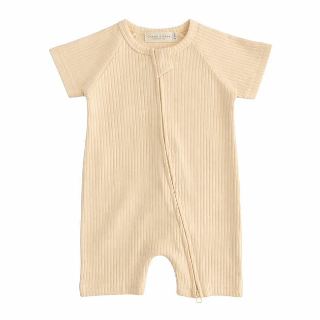 Organic Cotton Ribbed Zip Rompers