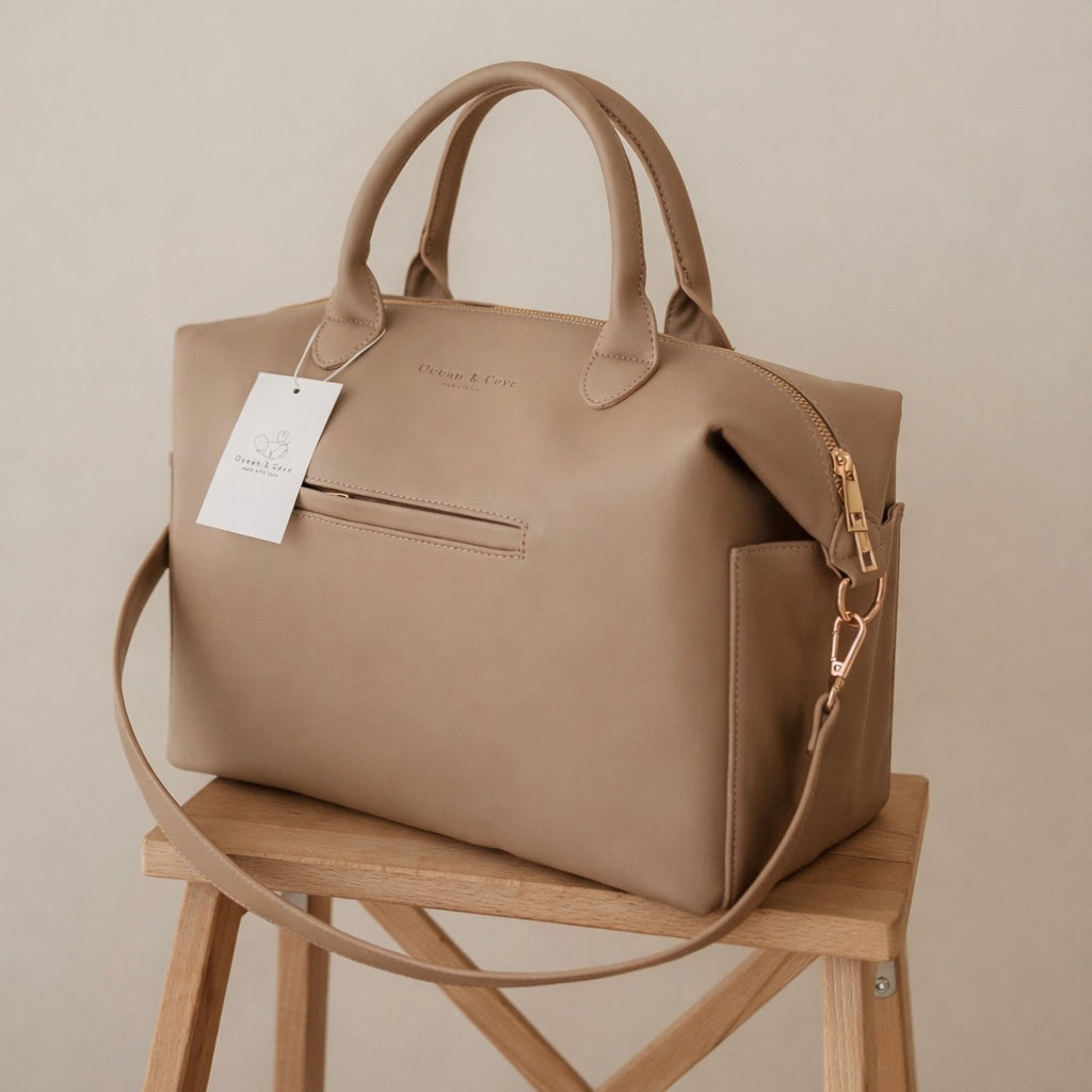 Vegan Leather Midi Baby Nappy Changing Bag