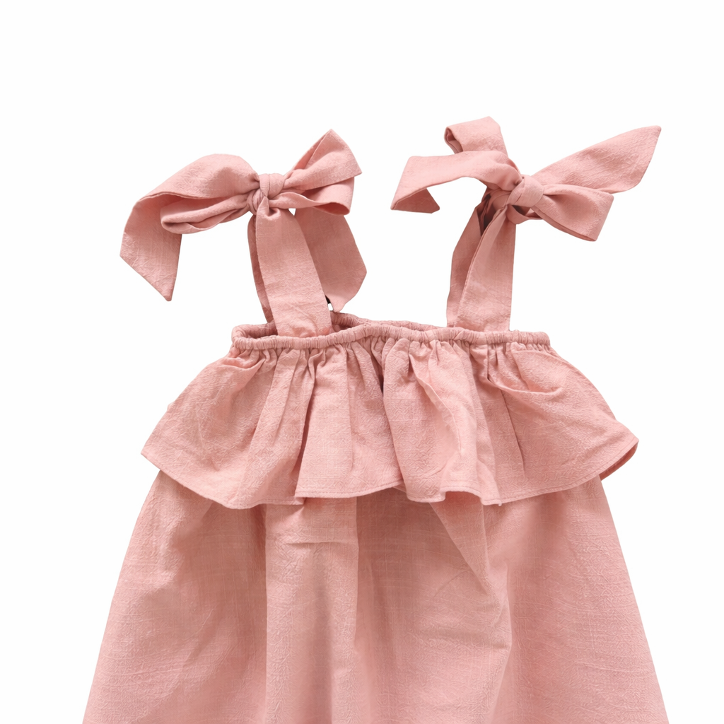 Pink Bow Strap Dress