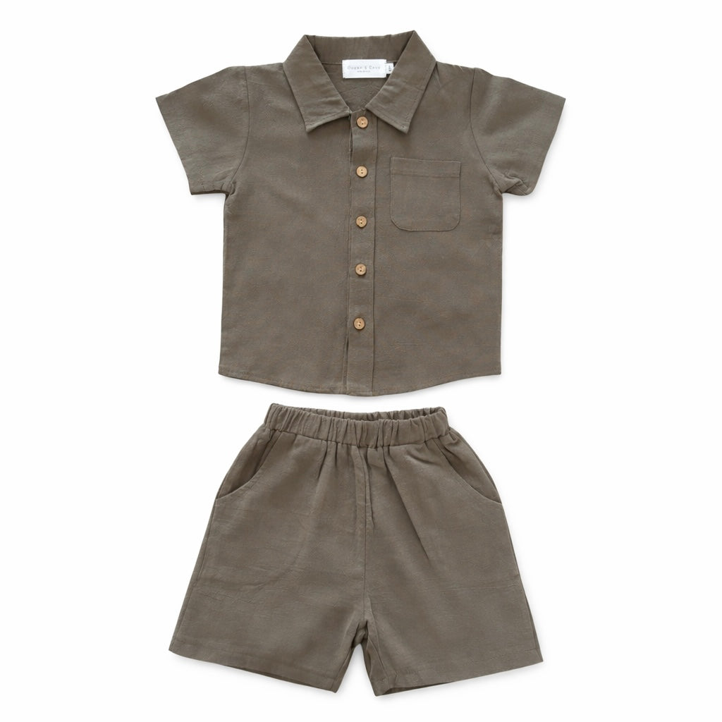 Linen Style Shirt and Short Set