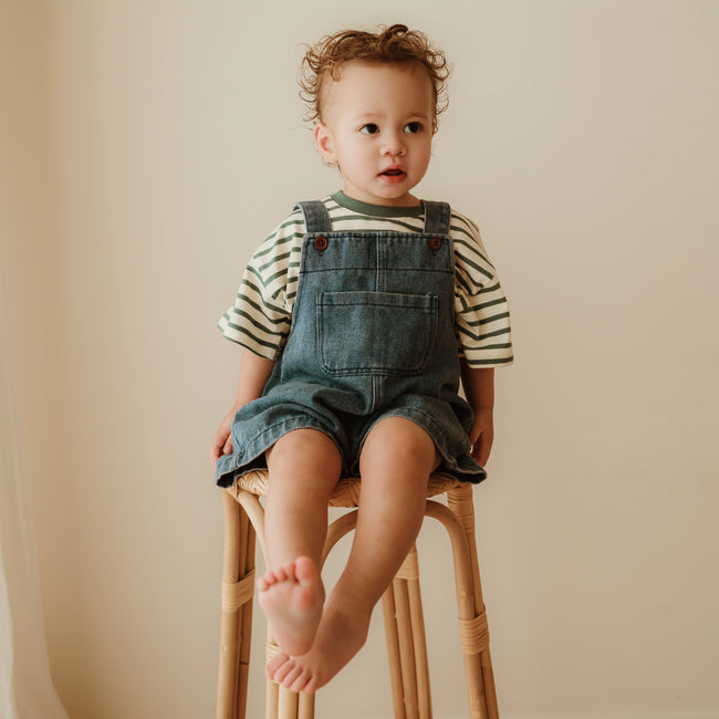 Dungarees Shorts & T Shirt Set