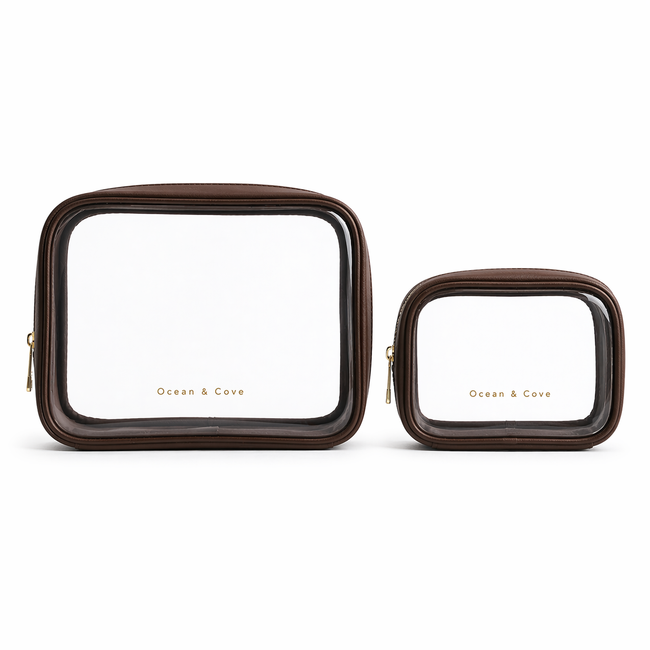 Vegan Leather Trim Clear Pouches (2 pack)