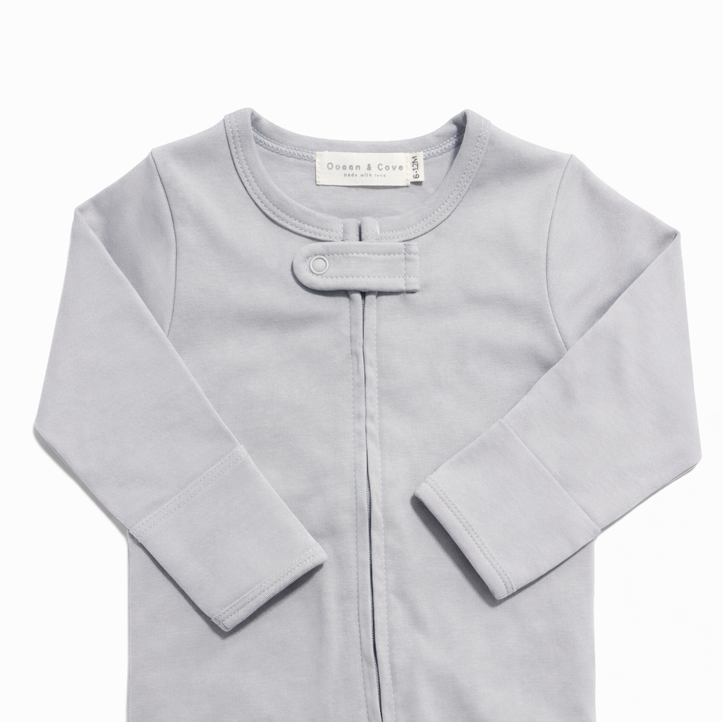 Sample Sale - Grey Organic Cotton Zip Sleepsuit 6-12 months