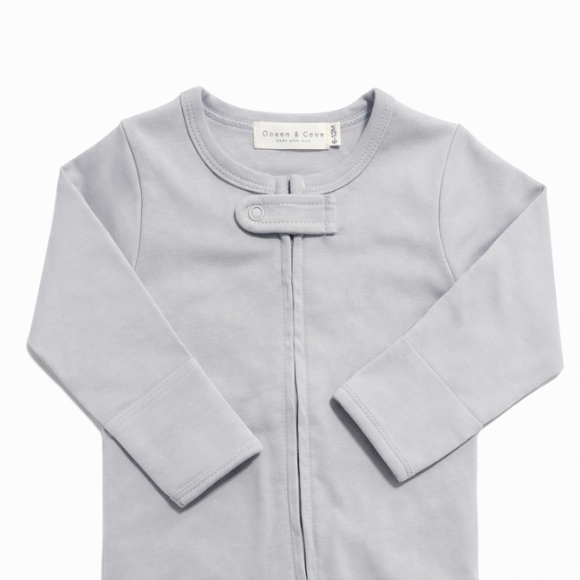 Sample Sale - Grey Organic Cotton Zip Sleepsuit 6-12 months