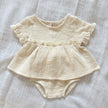 Organic Cotton Muslin Frilled Set Cream