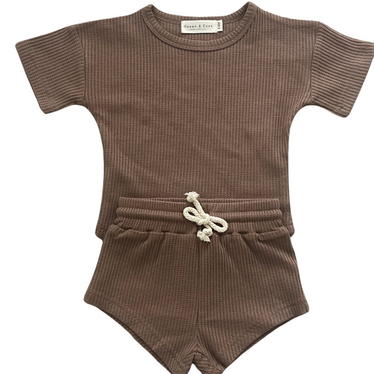 Waffle Top and Shorts Set Brown 3-6 Months