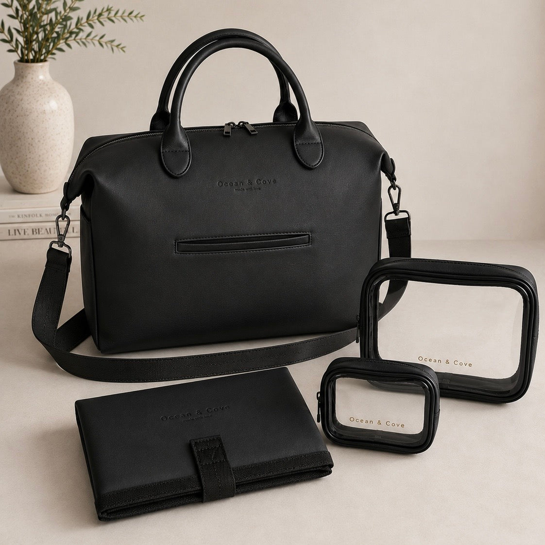 Smooth Vegan Leather Midi Baby Nappy Changing Bag