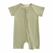 Organic Cotton Ribbed Zip Rompers
