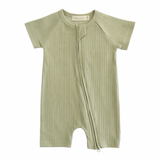 Organic Cotton Ribbed Zip Rompers