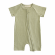 Organic Cotton Ribbed Zip Rompers