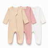 Organic Cotton Ribbed Zip Sleepsuits (3 pack)