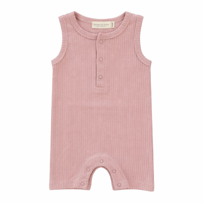 Organic Cotton Sleeveless Ribbed Rompers