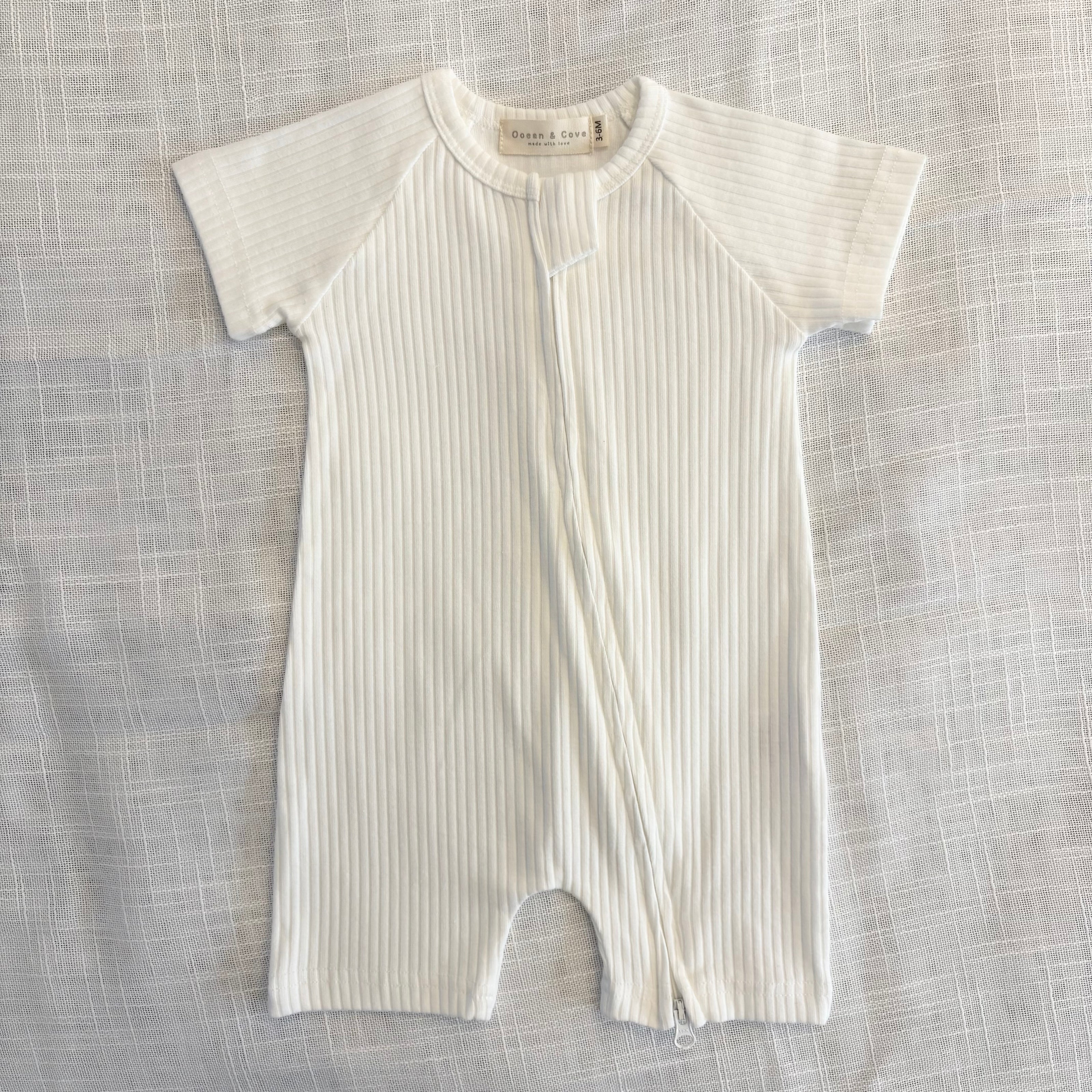 Organic Cotton Ribbed Zip Rompers