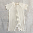 Organic Cotton Ribbed Zip Rompers