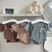 baby waffle outfit in organic cotton with top and shorts set